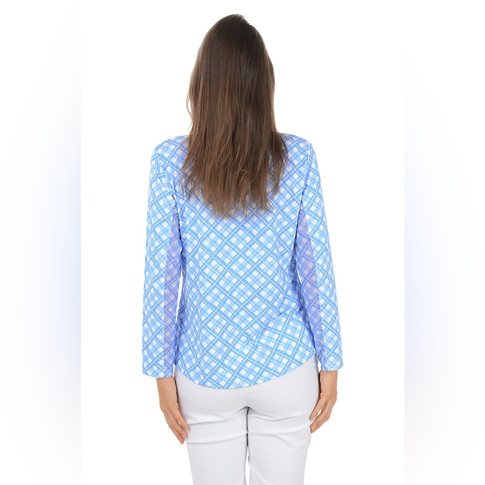 ANTHONY'S RESORT WEAR
Periwinkle Plaid Cooling UPF50+ Quarter Zip Top medium - Picture 3 of 8